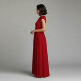 Cap Sleeve Crew Neck Maxi Dress
