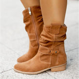 Slouch Suede Look Mid-Calf Boots