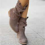Slouch Suede Look Mid-Calf Boots