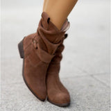 Slouch Suede Look Mid-Calf Boots