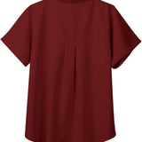 Relaxed Collared Short Sleeve Blouse