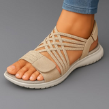 Elastic Cross Strap Flat Sandals
