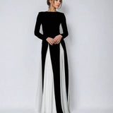Long Sleeve Colour Block Wide Leg Jumpsuit