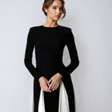 Long Sleeve Colour Block Wide Leg Jumpsuit