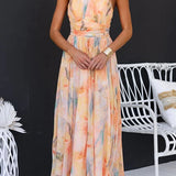 Floral Halter Neck Maxi Dress
