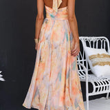 Floral Halter Neck Maxi Dress