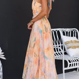 Floral Halter Neck Maxi Dress
