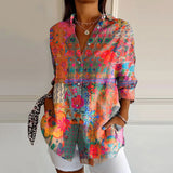 Floral Print Button Front Blouse