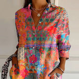 Floral Print Button Front Blouse