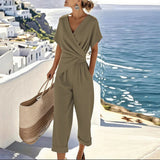 Wrap Front Short Sleeve Jumpsuit