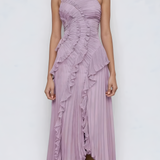 Ruffle Trim Strapless Midi Dress
