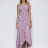 Ruffle Trim Strapless Midi Dress