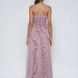 Ruffle Trim Strapless Midi Dress