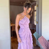 Ruffle Trim Strapless Midi Dress