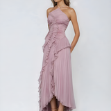 Ruffle Trim Strapless Midi Dress