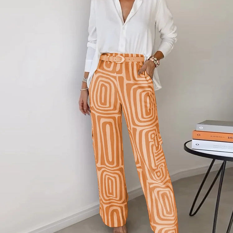 Printed Wide Leg Two Piece Set