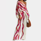 Printed One Shoulder Wide Leg Jumpsuit
