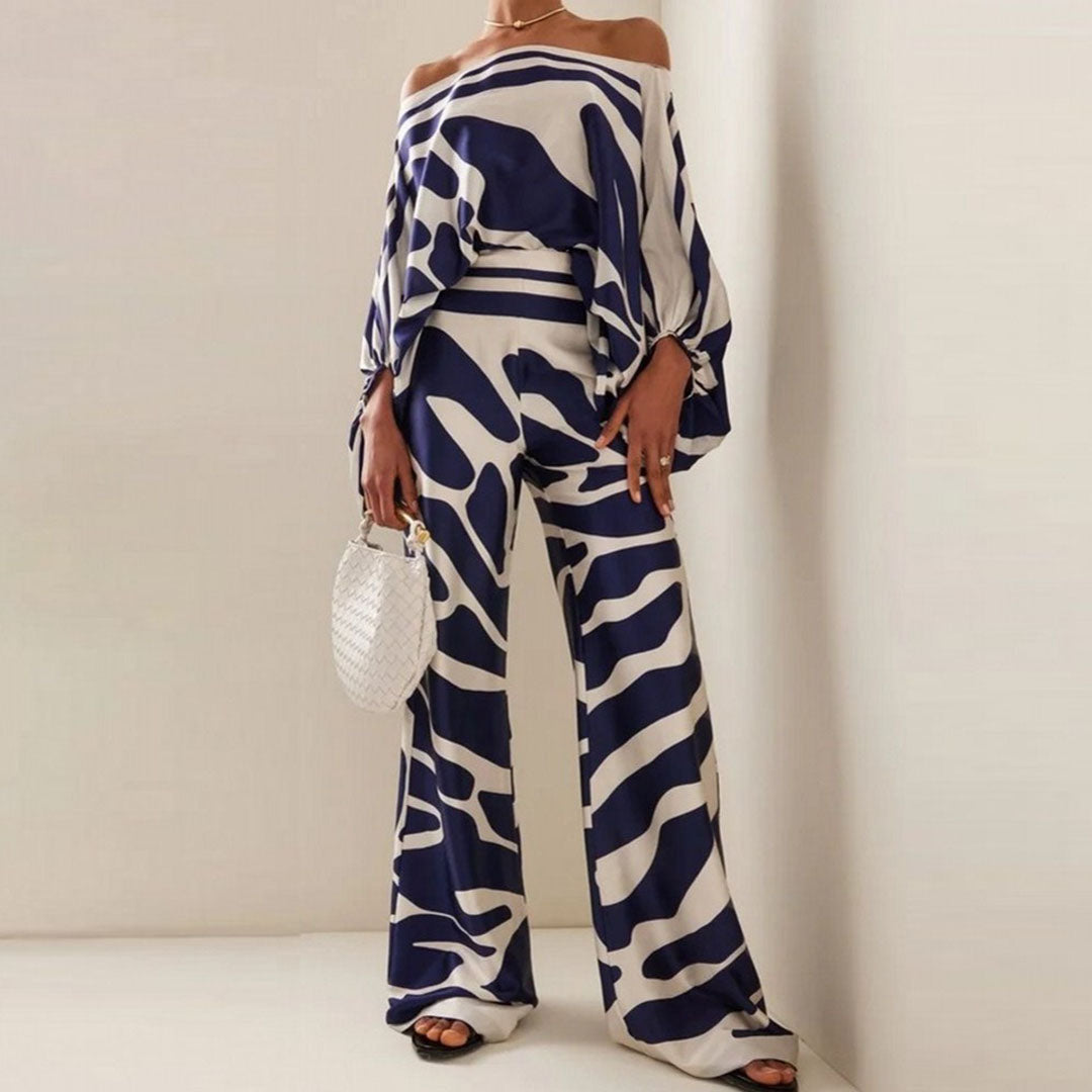 Printed One Shoulder Wide Leg Jumpsuit