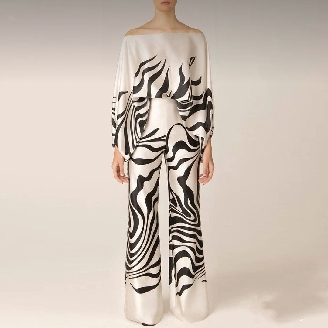 Printed One Shoulder Wide Leg Jumpsuit