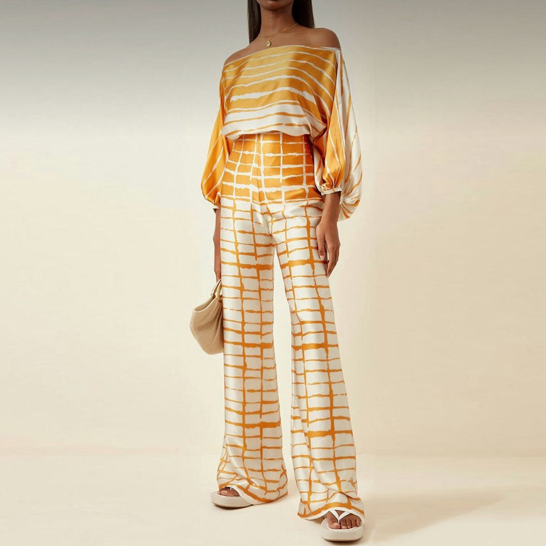 Printed One Shoulder Wide Leg Jumpsuit