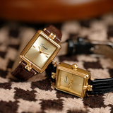 Women's Square Stainless Steel Leather Strap Watch