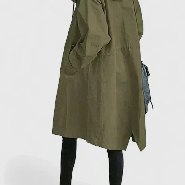 Hooded Button Front Longline Trench Coat