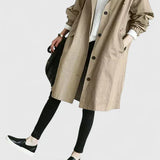 Hooded Button Front Longline Trench Coat