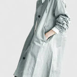 Hooded Button Front Longline Trench Coat
