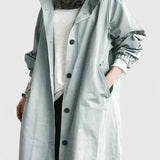 Hooded Button Front Longline Trench Coat