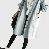 Hooded Button Front Longline Trench Coat