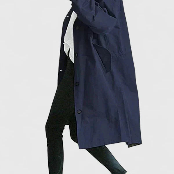 Hooded Button Front Longline Trench Coat