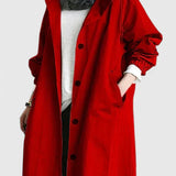 Hooded Button Front Longline Trench Coat