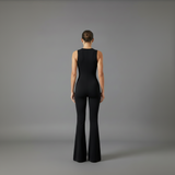 Selmira | V Neck Flared Jumpsuit Lace Detail Sleeveless