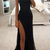 One Shoulder Split Maxi Dress