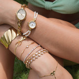 Women's Gold-Tone Watch with Natural Pearl Bracelet