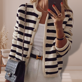 Striped Button Front Knit Cardigan