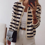 Striped Button Front Knit Cardigan
