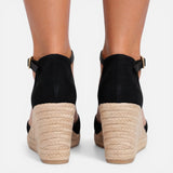 Women's Closed-Toe Ankle Strap Jute Wedge Espadrilles