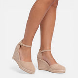 Women's Closed-Toe Ankle Strap Jute Wedge Espadrilles