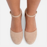 Women's Closed-Toe Ankle Strap Jute Wedge Espadrilles