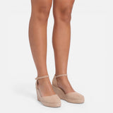 Women's Closed-Toe Ankle Strap Jute Wedge Espadrilles