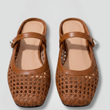 Women's Woven Instep Strap Flat Mules