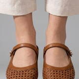 Women's Woven Instep Strap Flat Mules