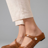 Women's Woven Instep Strap Flat Mules