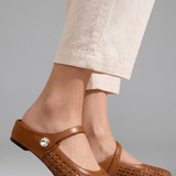 Women's Woven Instep Strap Flat Mules