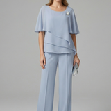Women's Layered Top and Straight-Leg Trouser Set