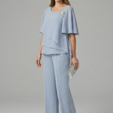 Women's Layered Top and Straight-Leg Trouser Set
