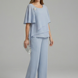 Women's Layered Top and Straight-Leg Trouser Set