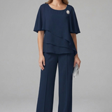 Women's Layered Top and Straight-Leg Trouser Set