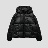 Women's Cropped Puffer Jacket with Hood